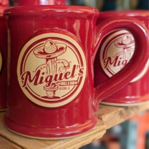 red custom coffee mugs with logo