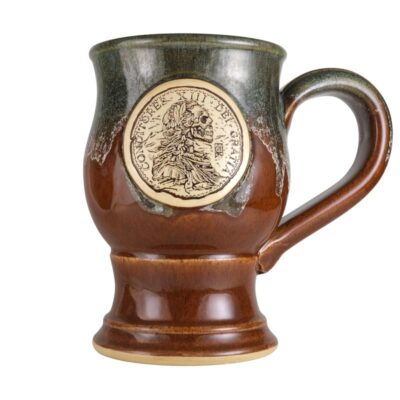24 ounce Chalice style beer mug in a Chestnut with Green glaze color